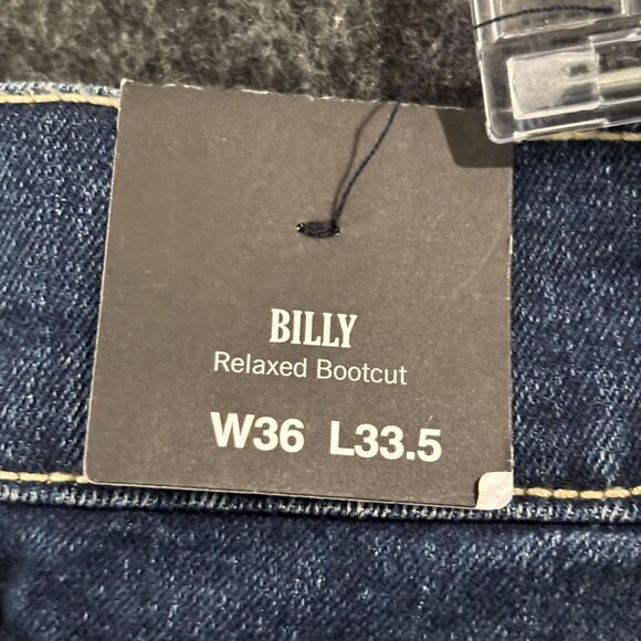 True Religion Bill Relaxed Jeans Men's 36x33.5 Dark Wash SN Flap Bootcut - Picture 11 of 15